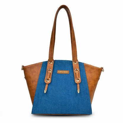Lotus Premium Denim Handbag - Tan