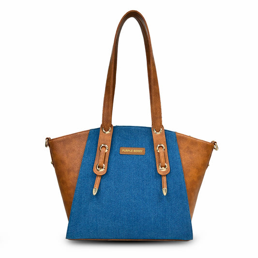 Lotus Premium Denim Handbag - Tan