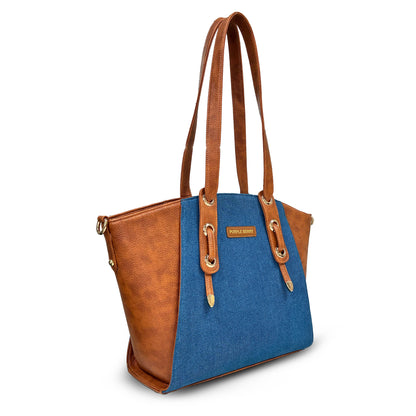 Lotus Premium Denim Handbag - Tan