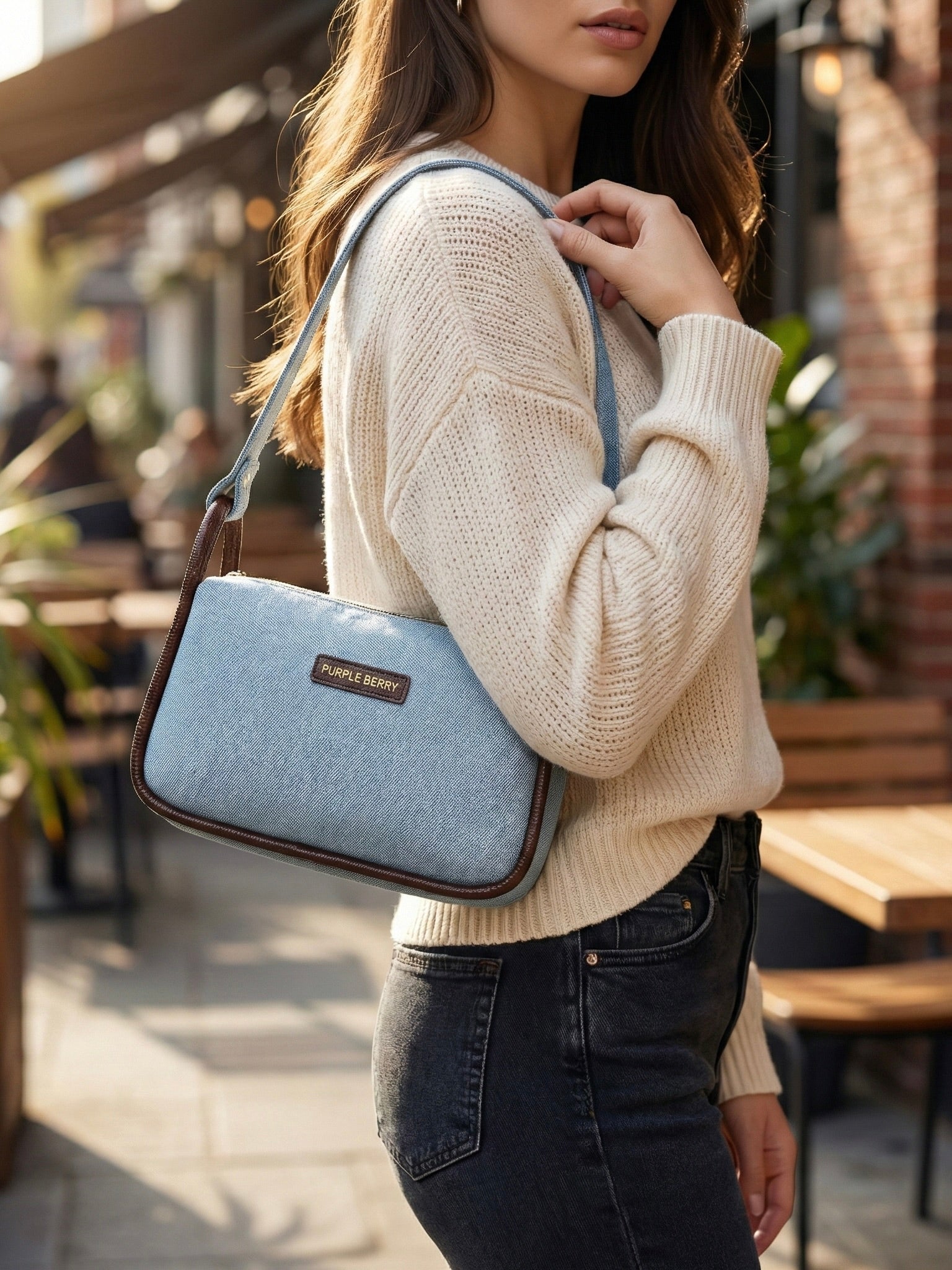 Luxe Denim Shoulder Bag