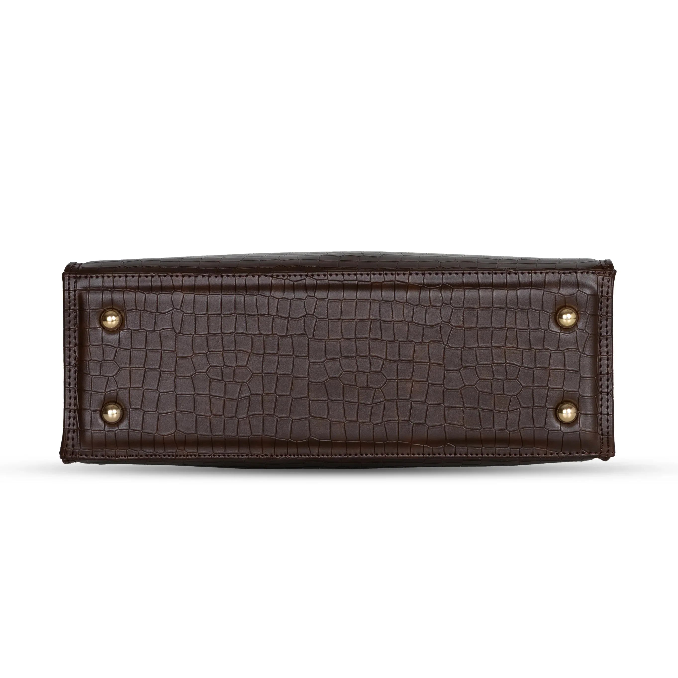 Ella Croco Structured shoulder bag with snake motif Gusset