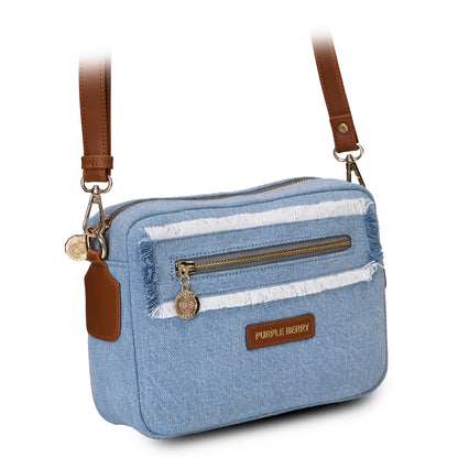 Elara Denim Luxe Sling Bag.
