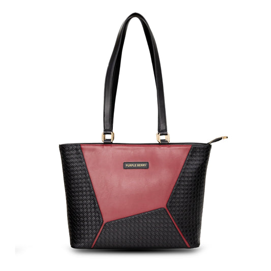 Tahira premium textured handbag - Black