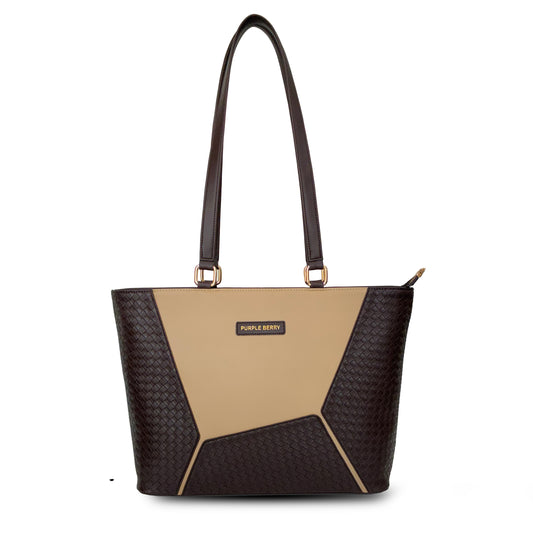 Tahira premium textured handbag - Chocolate