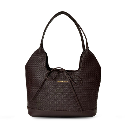 Queen textured handbag - chocolate