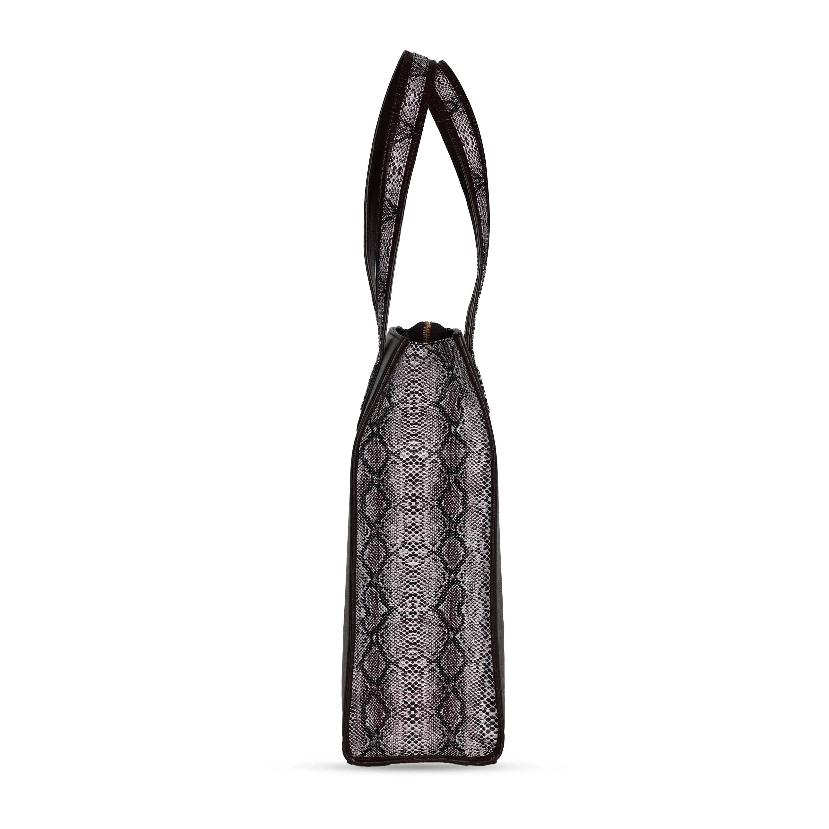 Ella Croco Structured shoulder bag with snake motif Gusset