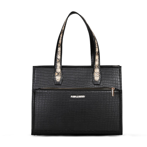 Ada Croco Premium Handbag - Black