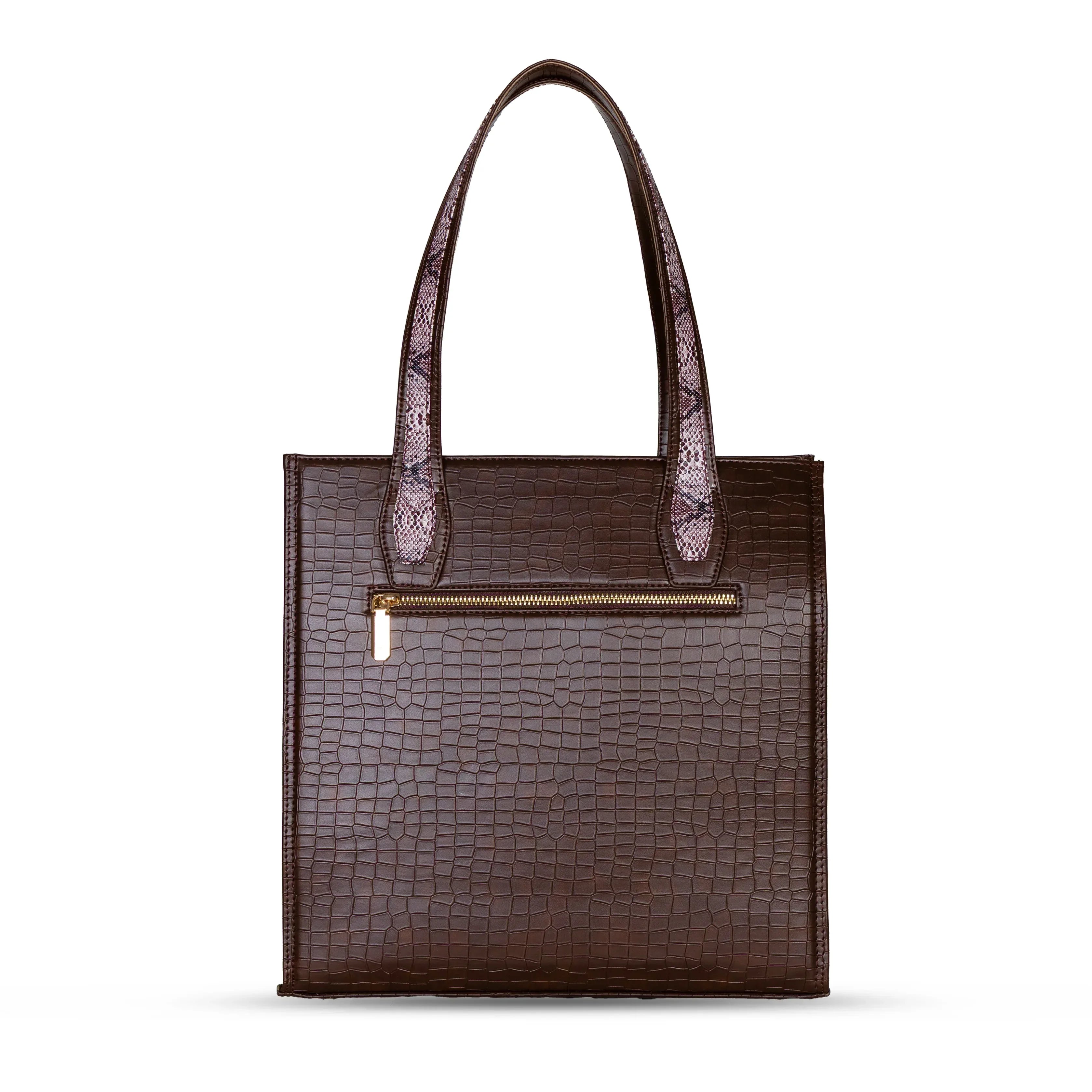 Ella Croco Structured shoulder bag with snake motif Gusset