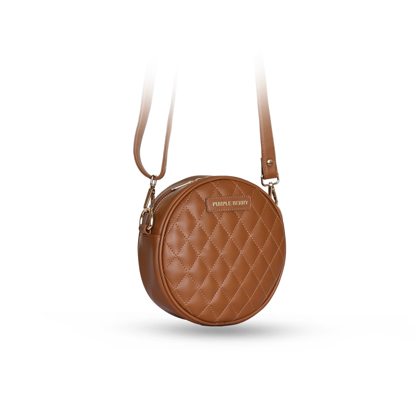Round Diamond Pattern Sling bag | Crossbody Bag - Tan