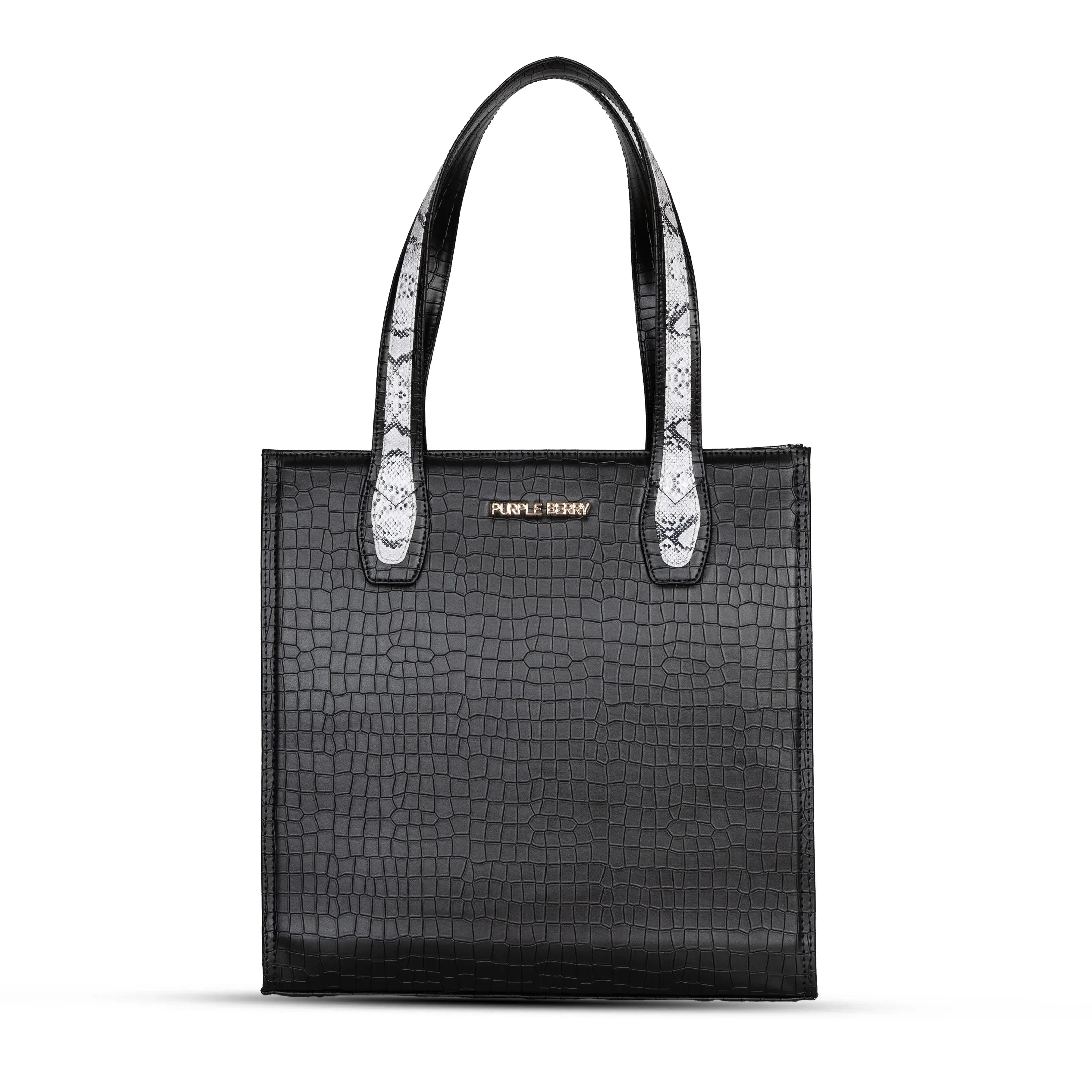 Ella Croco Structured shoulder bag with snake motif Gusset