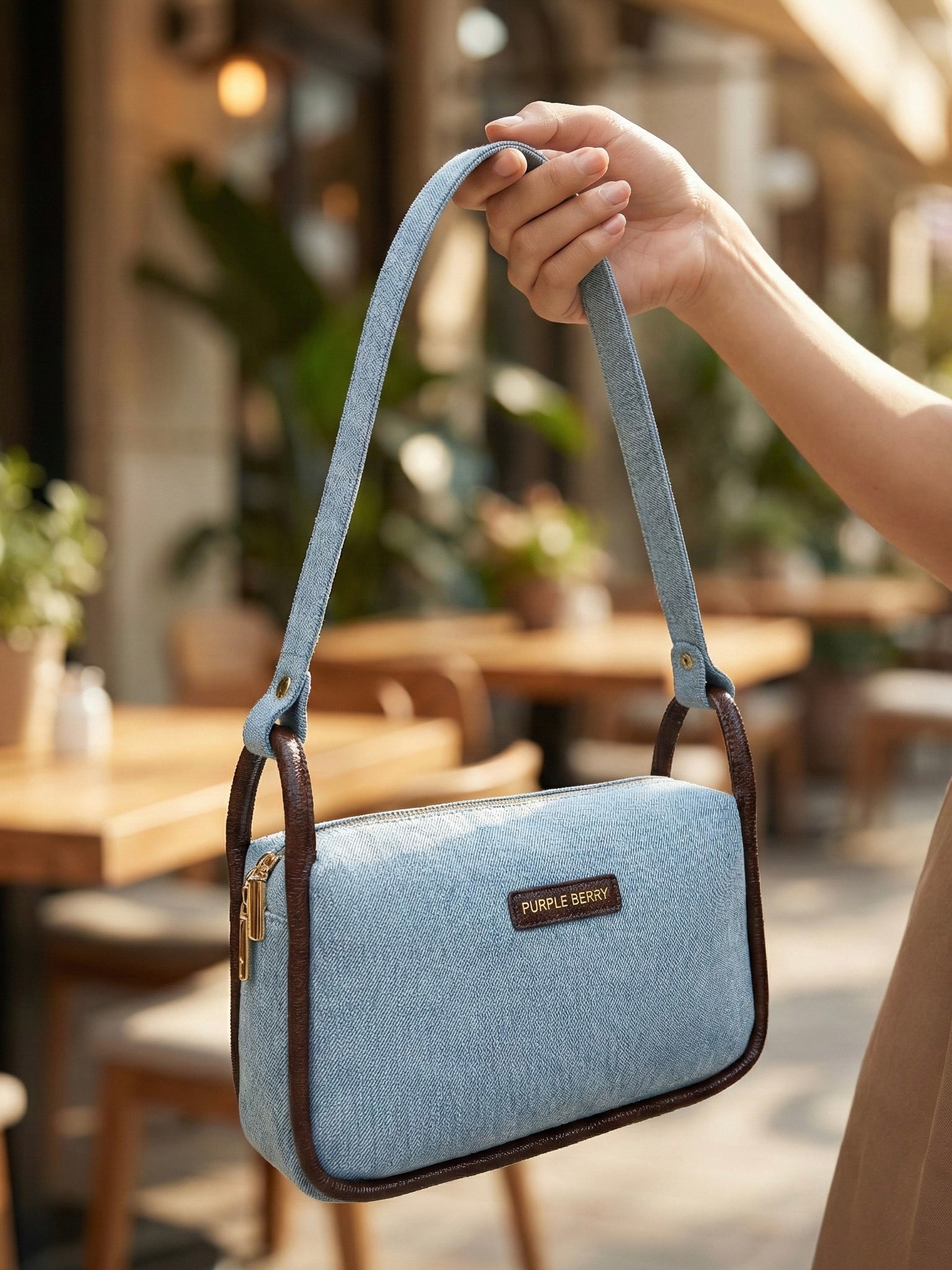 Luxe Denim Shoulder Bag