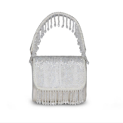 Ishra Mini Embroidered clutch - White
