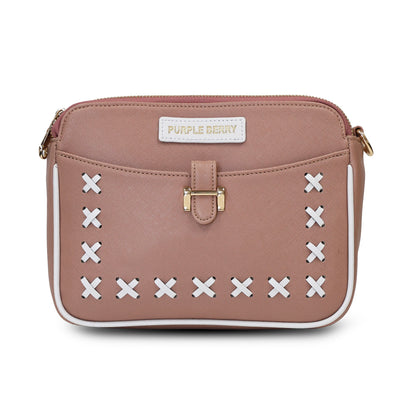 Ariana Cross Stitch Sling Bag -  Mocha Blush