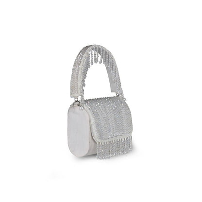 Ishra Mini Embroidered clutch - White