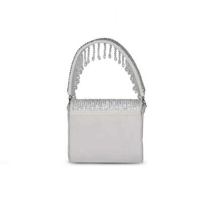 Ishra Mini Embroidered clutch - White