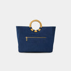 Back view of dark blue Dima tote with zipper pocket