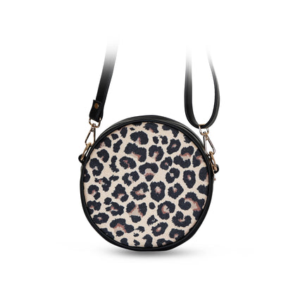 Round Canvas Sling bag | Crossbody Bag - Leopard Print