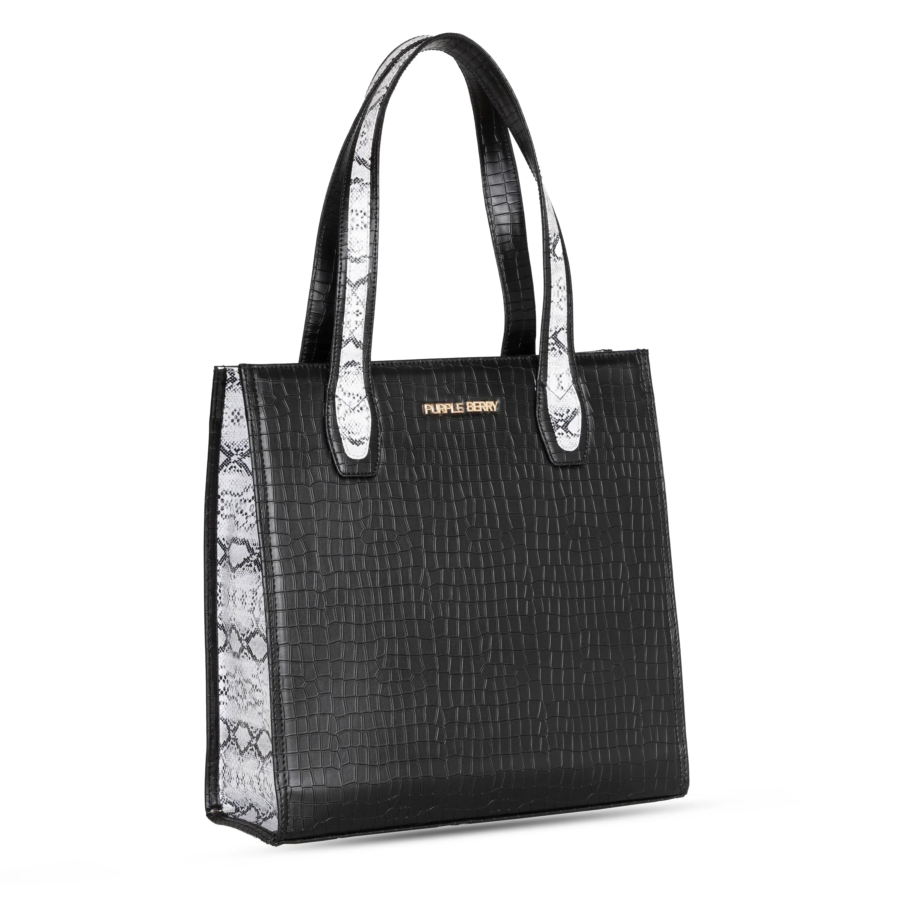 Ella Croco Structured shoulder bag with snake motif Gusset