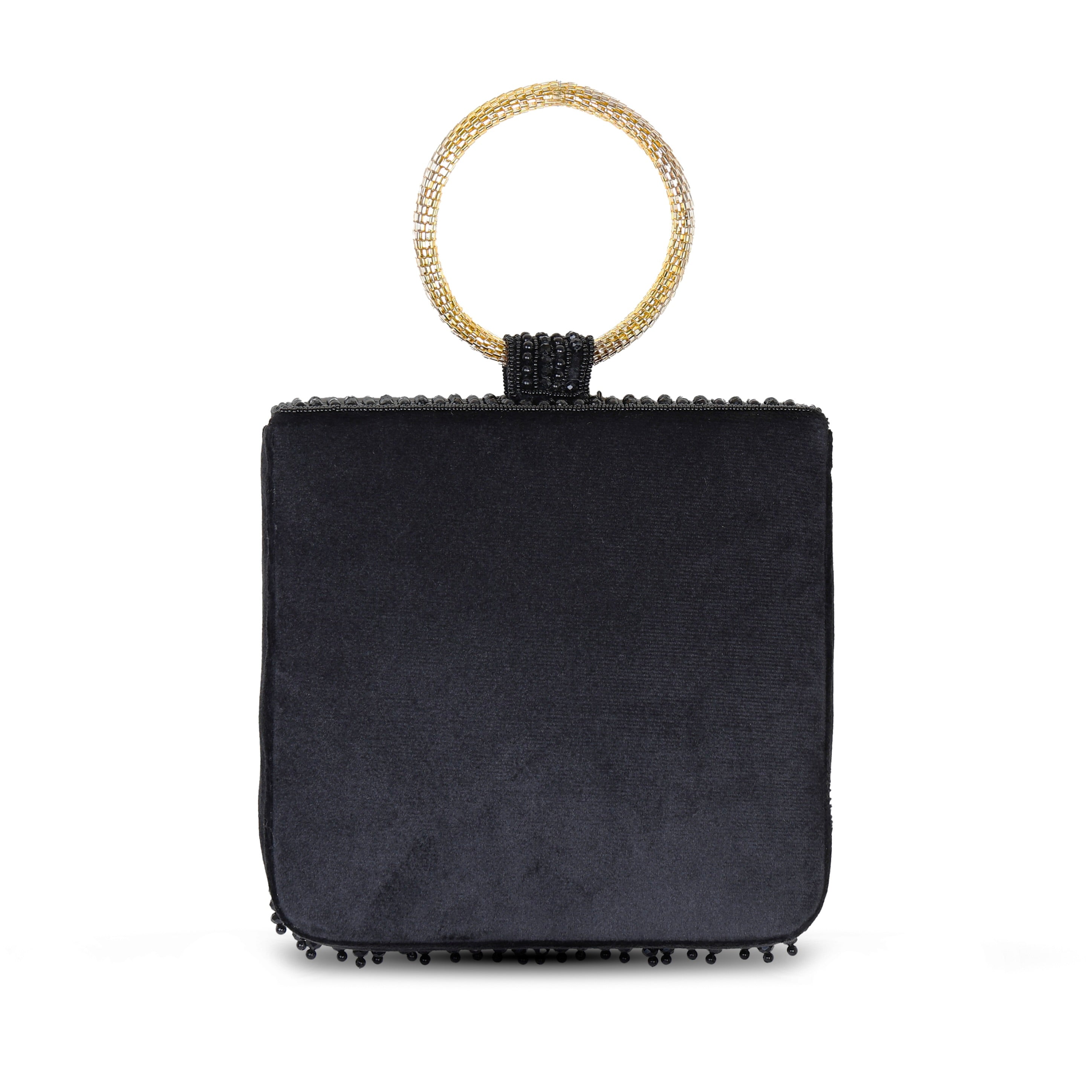 Novia Embroidered Clutch - Black