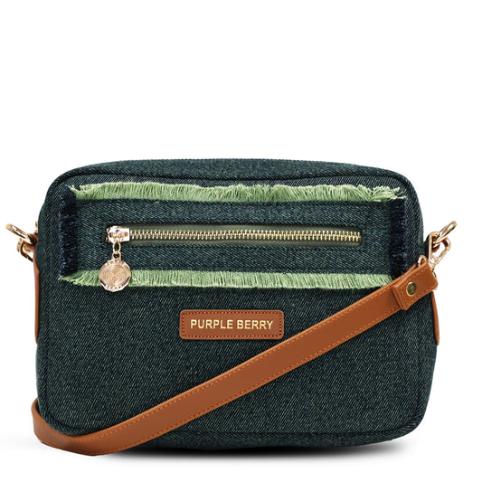 Elara Denim Luxe Sling Bag.