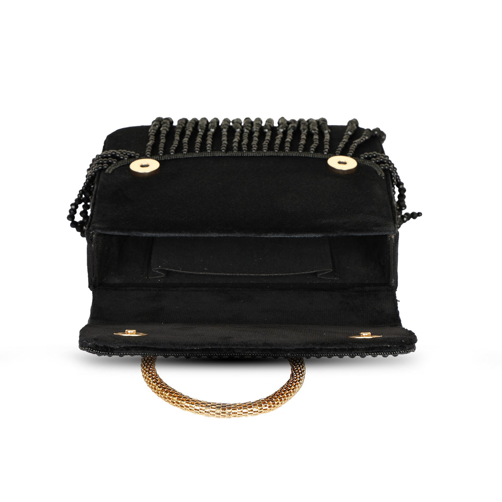 Novia Embroidered Clutch - Black