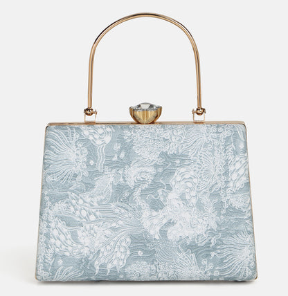 Flora Teal Blue Clutch