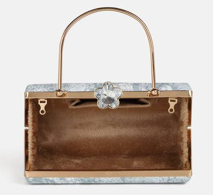 Flora Teal Blue Clutch