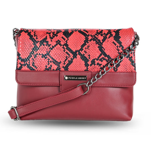 Cassie Wine Snake print Sling