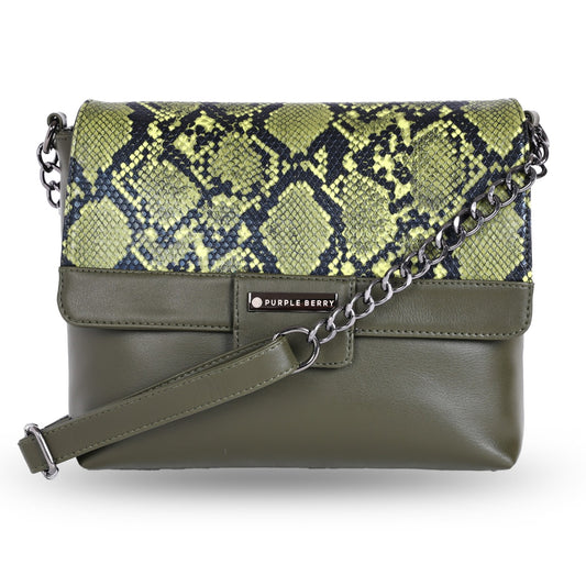 Cassie Army Green Snake print Sling