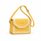 Purpleberry Riva yellow sling bag with its detachable, adjustable shoulder strap

