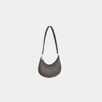 Grey Ameyaa curved baguette shoulder bag with woven pattern finish – angled perspective