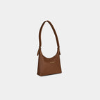 Dark brown Ananta curved hobo shoulder bag with woven braided texture – angled perspective