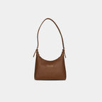 Purpleberry Ananta structured shoulder bag in dark brown woven-textured vegan leather – front view