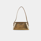 Golden Cosmo snake-embossed vegan leather shoulder bag – front view