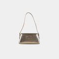 Purpleberry Cosmo shoulder bag in light golden snake-embossed vegan leather – structured front view