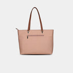 Back view of Terra geometric pink tote with quick access zipper pocket