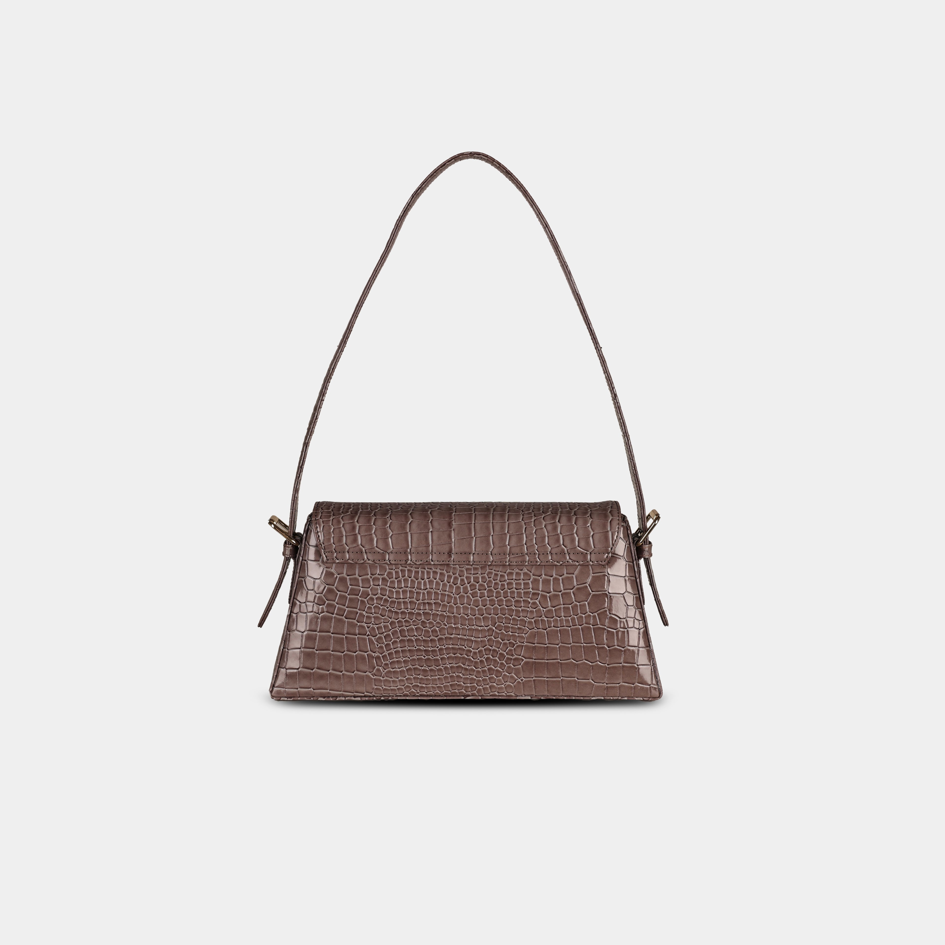 Back profile of taupe Halo shoulder bag