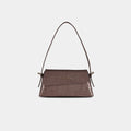 Taupe Halo shoulder bag in premium snake-embossed vegan leather – front view