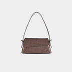 Taupe Halo shoulder bag in premium snake-embossed vegan leather – front view