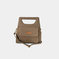 Hera denim handbag in khaki brown with structured design