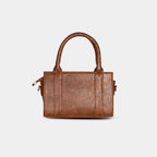 Back view of a light brown Lumière mini party bag showing a structured silhouette