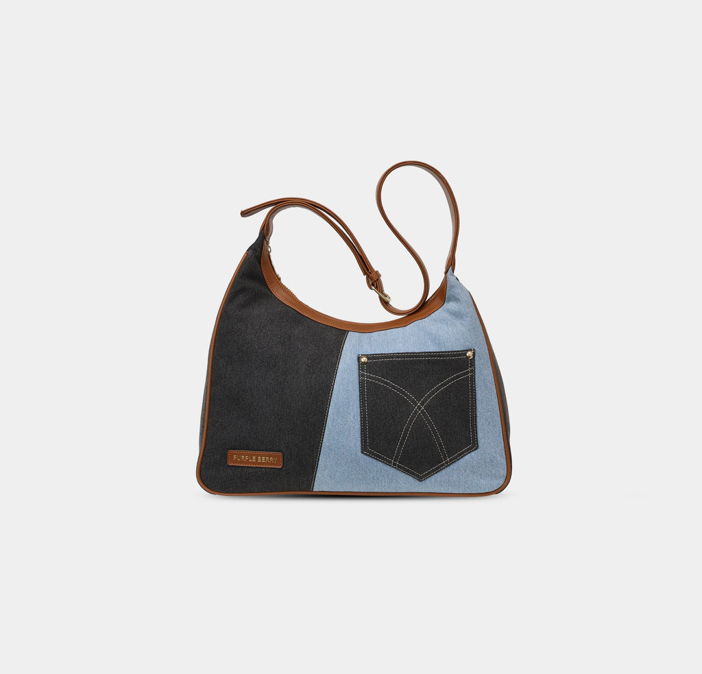 Nitya Denim grey light blue Shoulder bag front view