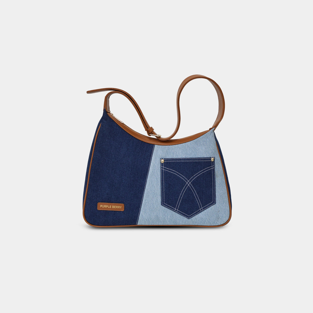 Nitya Denim indigo light blue Shoulder bag front view