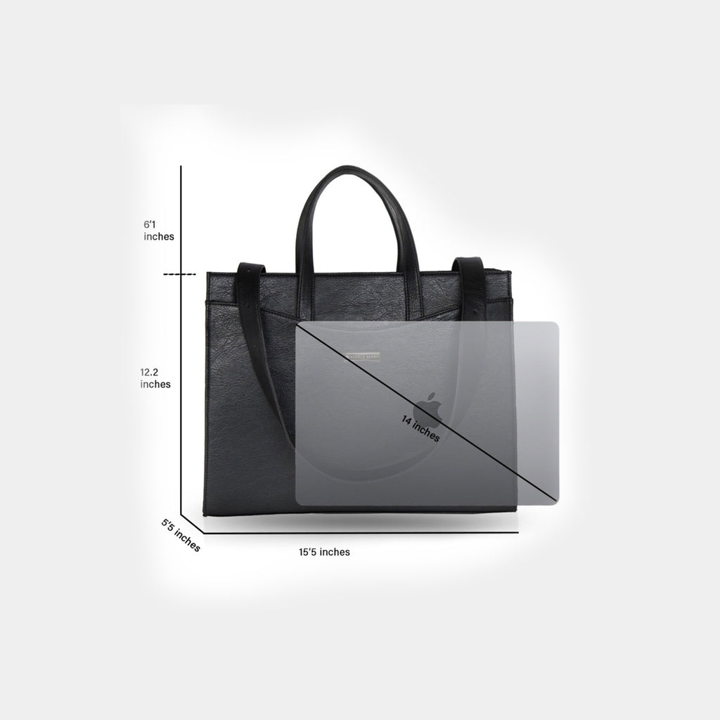 Purpleberry Anie Office Black tote bag full measurements