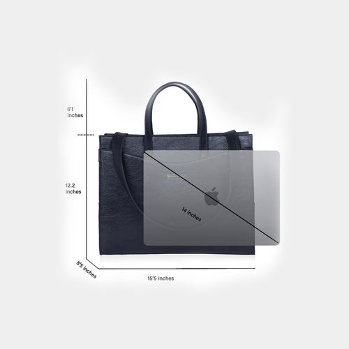 Purpleberry Anie Office blue tote bag full measurements