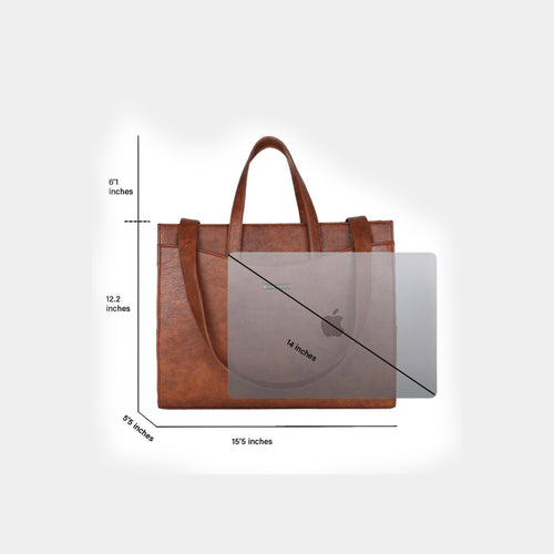 Purpleberry Anie Office brown tote bag full measurements