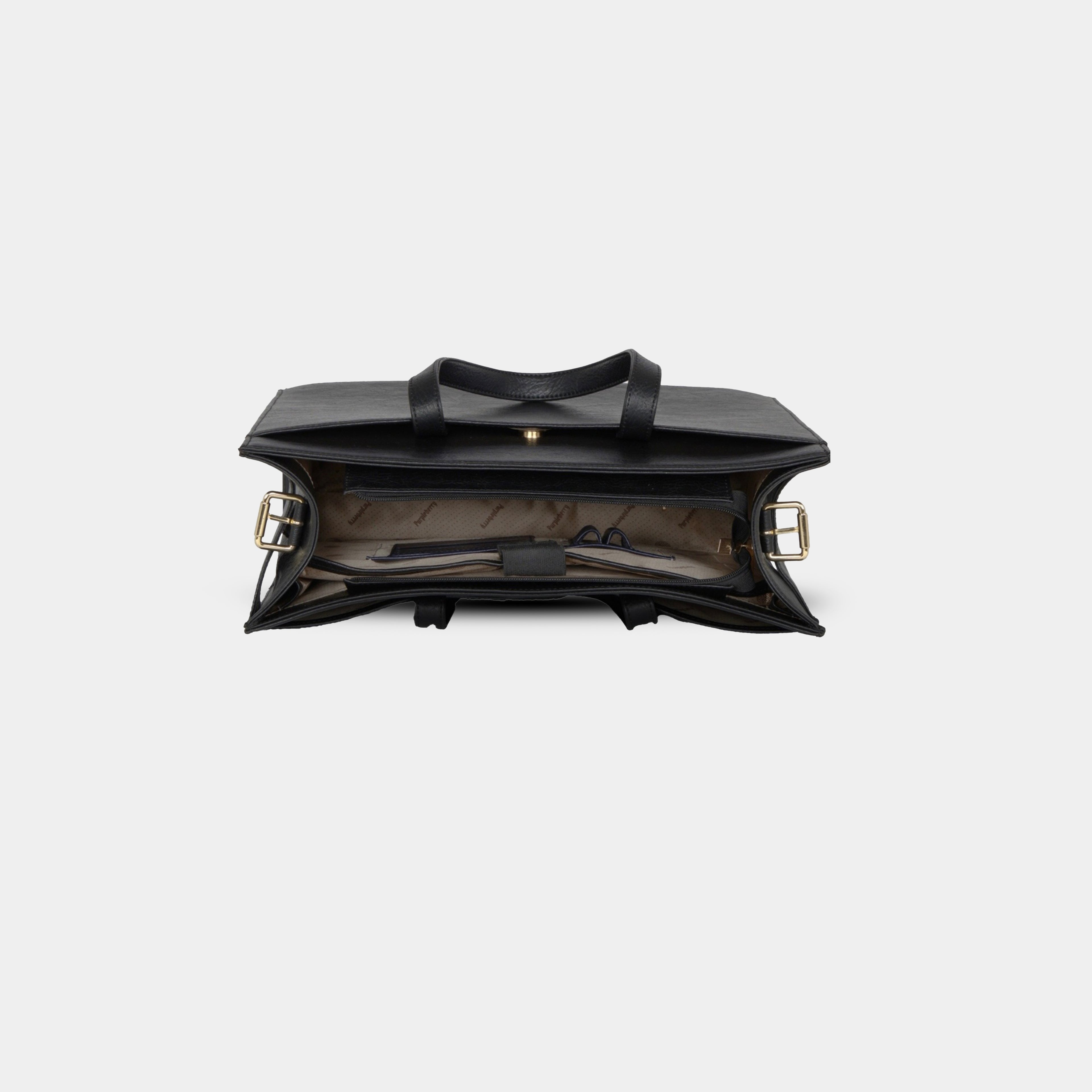 Top view of structured green office tote