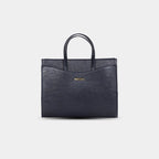 Front curved slip pocket detail in blue