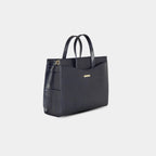 Side view of blue 14 inch laptop tote bag