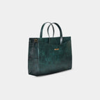 Side view of green 14 inch laptop tote bag